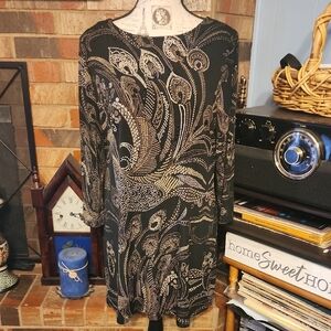 ‼️50%Bundles‼️ Style & Co Black and Silver Long Sleeve Sheath Dress B1